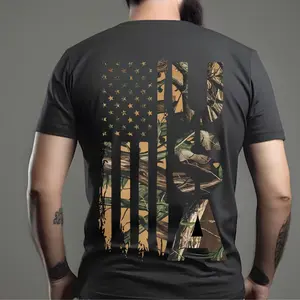Camo Millitary American Flag USA Shirt for Men, Hunting Season Unisex Tee