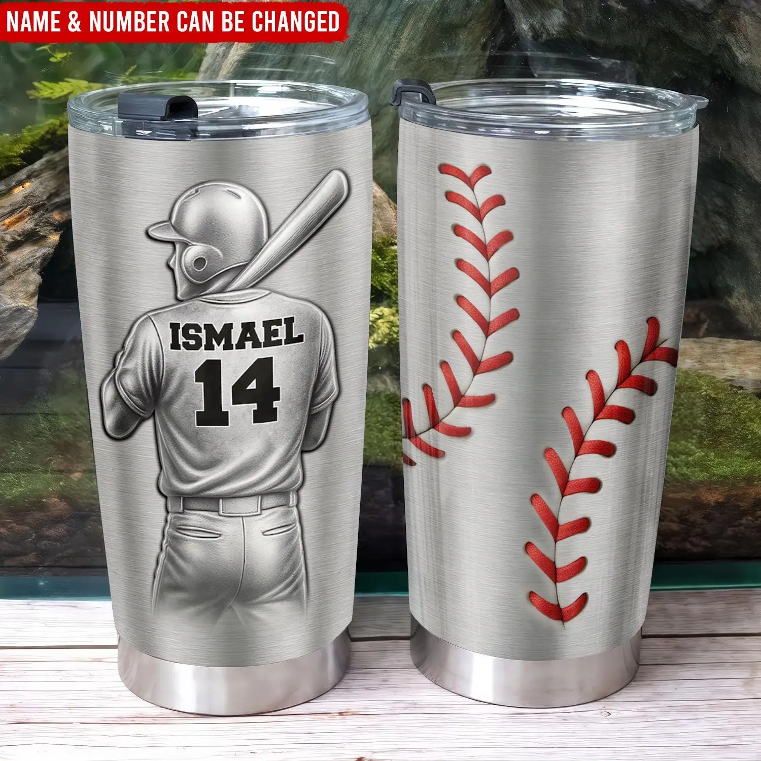 Baseball Player With Name & Number - Personalized  Baseball Team Christmas Tumbler, Custom Baseball Player Tumbler, Baseball Team Gift