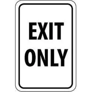 AccuformNMC Aluminium "EXIT ONLY" Traffic Sign, Black-on-White Rectangle, 12in W x 18in H x 0.04in Thick, Wall-Mounted for Parking Lot & Work Safety Use
