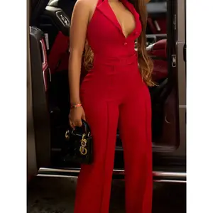 Women's One-Piece Jumpsuit, Perfect for Valentine's Day, Elegant Slim-Fitting Design, All Seasons Wear, Plain Pattern, No Ca Prop 65 Warning