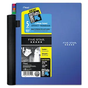 Mead Products 06326 5-Subject Advance Wirebound Notebook- College Rule - 200 Sheets