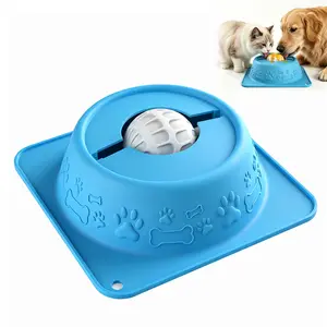 Slow Feeder Dog Lick Bowl - Anti-Slip Liquid Treats Bowl for Bone Broth, Yogurt & Wet Food, Anxiety Relief Puzzle Feeder, No Spill Pet Bowl for Small Medium Large Dogs Cats, Blue