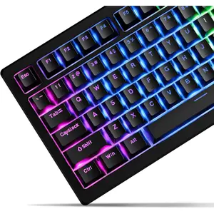 x XVX Doubleshot PBT Keycaps 60 75 100 Percent - Shine Through Keycaps, for Mechanical Keyboards, Full 131 Key Set, OEM Profile, Backlit - Black