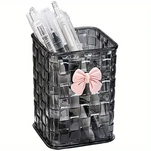 1-Piece Desktop Pen Holder Set, Student Dorm Room Storage Box, Office Desk Stationery Organizer, Transparent Boxes, Pen Cups, No Wooden Material, Desk Organizer Tidy, Office Supplies, Desk Accessories