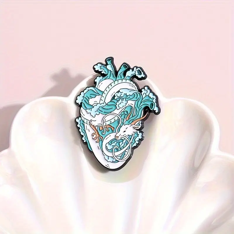Charming White Dragon Heart Brooch Pin - Versatile Alloy Accessory for Clothing, Backpacks & Hats | Ideal Gift for Friends & Family