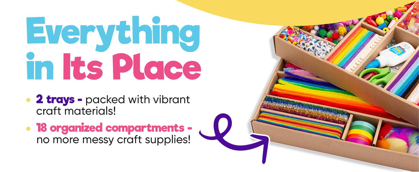 Blue Squid 3000+ pcs Arts and Crafts Supplies for Kids | Craft Kit Box for Kids Age 4-5, 4-8, 6-8, 8-12 | Craft Supplies & Materials Crafts Set Toys Art Box Gifts for Girls Boys Bulk Art Kit