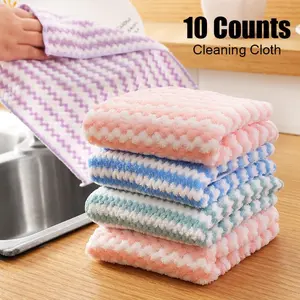 10 Counts Microfiber Cleaning Cloth Sets,Multipurpose Absorbent Dish Towels Cloths Rags for Kitchen and Washing Dishes Drying Cleaning House Keeping,Thickened Streak Free Magic Cleaning Wipes,Random Color