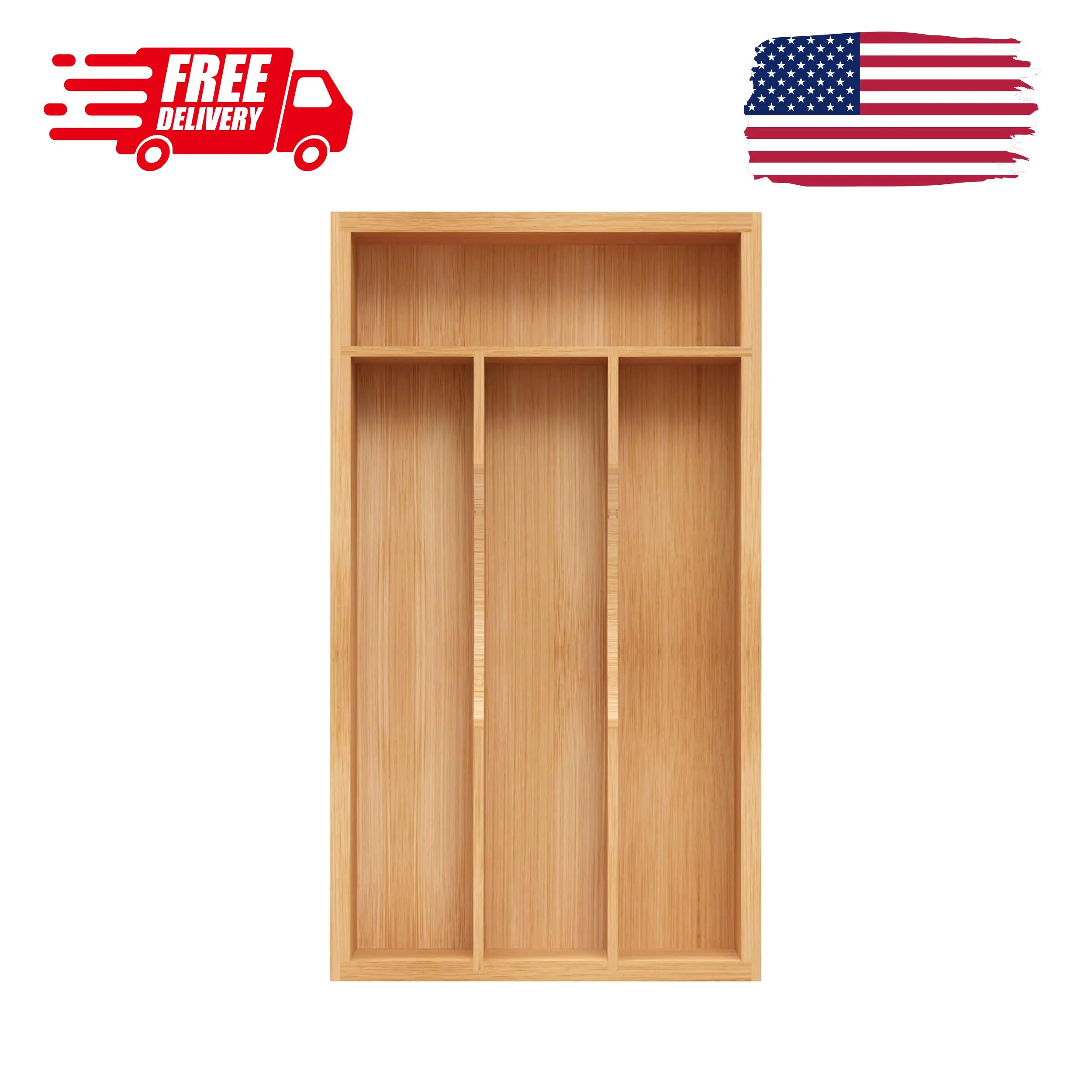 Small Silverware Organizer, Bamboo Kitchen Drawer Organizer