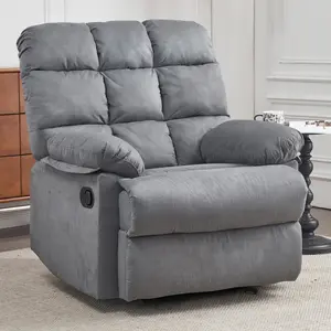 Rocker Recliner Chair for Adults, Overstuffed Large Manual Rocking Recliner, Upholstered Soft Fabric Living Room Reclining Sofa Chair(Gray) recliner  chair massage  recliner