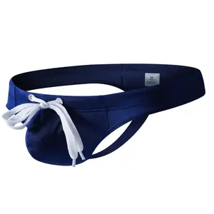 Men'S Breathable Quick-Dry Swim Briefs with Elastic Waistband & Drawstring - Navy Blue, Medium Stretch, Comfort Fit for Swimming, Beach, Pool Sporty Stylish Design