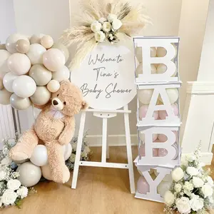Baby Letter Boxes for Balloons, White DIY Baby Shower Balloon Box Decorations, Gender Reveal & Birthday Party Supplies