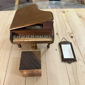 Miniature Living Room Piano & Hanging Mirror Dollhouse Furniture Accessories Set