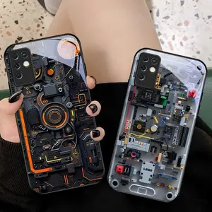 mechanical device Phone case suitable for Infinix Note 10 Pro/11 Pro/12 G96/40 4G/40 Pro 5G/30 Pro/40 Pro+ 5G/50 Pro 4G/50 Pro+ 5G/50S/50X 5G/Smart 8 plus/5/6/7/8 Pro/8/9/10 Plus Black glass protective case