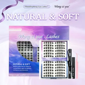 Wangziyue Natural & Soft Cluster Lashes | 8-18mm | Beginner DIY Lash Extension Kit with Bond, Seal & Remover | At-Home Salon-Quality Results | Lightweight & Comfortable for Everyday Looks