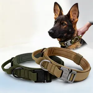 Tactical Dog Collar, High-Strength Nylon Training Collar, Adjustable Military Training Nylon Dog Collar with Control Handle and Heavy Quick-Release Metal Buckle for Small Medium Large Dogs