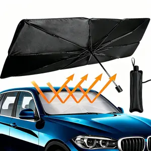 Foldable Car Windshield Sunshade, Car Anti-UV Sun Umbrella Keeps Interior Cool, Car Accessories with Storage Bag, Multipurpose Portable Car Windshield Sun Shade Universal Fit for Sedans, SUVs & Trucks