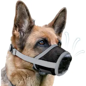 Dog Muzzle, Soft Air Mesh Muzzle for Small Medium Large Dogs Anti Biting Barking Chewing, Breathable Drinkable Adjustable Loop Pets Muzzle for German Shepherd Husky Labrador Retriever (Grey,M)