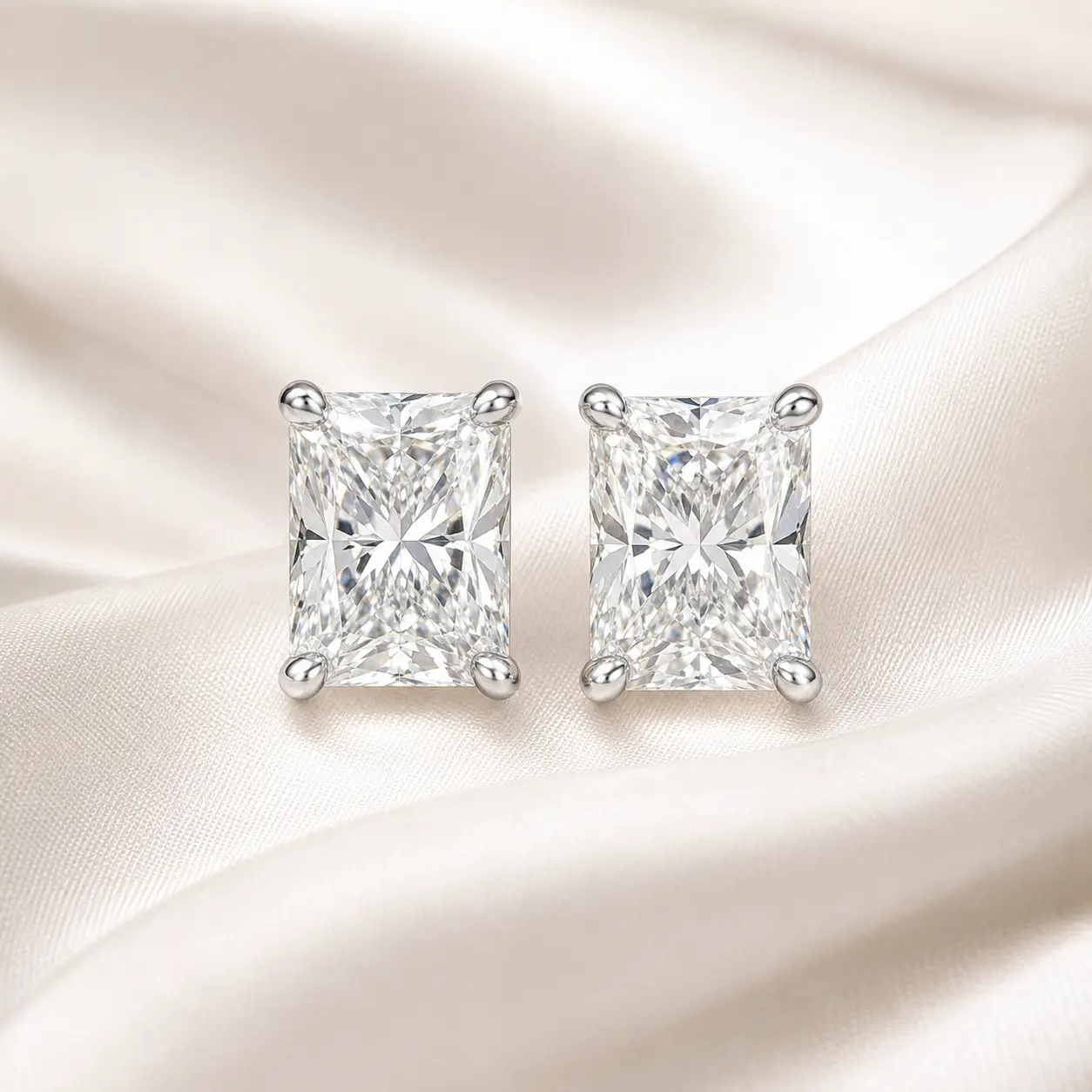 Radiant Cut 4-Prong Martini Stud Earrings
