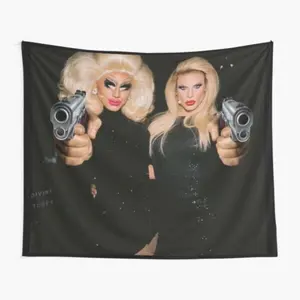 Trixie & Katya - Behind the Scenes - Dangerous Woman Meme Tapestry for myself Tapestry for Bedroom, College Dorm and Home Decor 60"x40", Funny Meme Wall Tapestries for Boy Girl Birthday Gifts