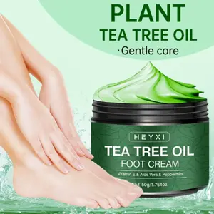 Tea Tree Oil Foot Cream, Foot Care Cream with Vitamin E, Aloe Vera and Peppermint 50g - Enriched with moisturizing ingredients, tea tree oil and phytosterols - for all skin types, cracked heels and rough feet