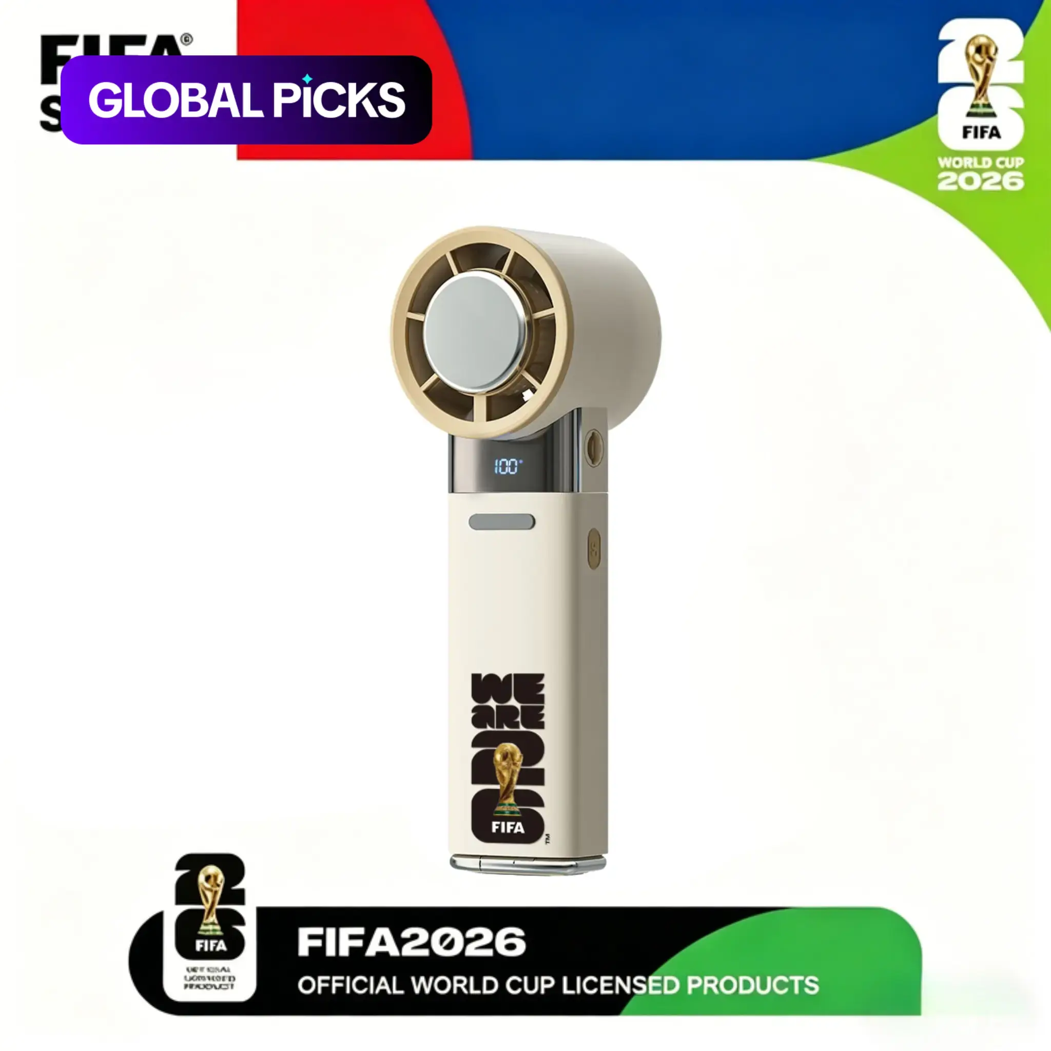 Official FIFA World Cup 2026 Portable Fan, Handheld High-Speed Adjustable Fan, Ideal for Summer Travel, Sports Viewing and Outdoor Activities #GLOBAL PICKS