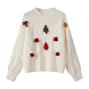 No.1 New Selin New Year Autumn and Winter Sweater Loose Fashion Lazy Pullover Sweater New Short Christmas Top