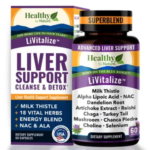 Healthy by Nature LiVitalize 28-in-1  Liver Cleanse Detox & Repair Supplement - with Milk Thistle, Dandelion Root, NAC, Alpha Lipoic Acid, Reishi, Chaga Mushroom Blend, Vitamin E, Selenium, Choline, Zinc, Chanca Piedra, Beet Root Powder,  and More -