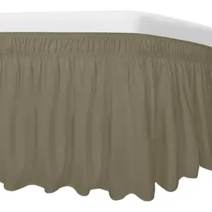 Bed Skirt for Twin or Full Size Bed, 18 Inch Tailored Drop, Fitted with Elastic Belt, Convenient to Use Lift The Mattress (Twin/Full, Sand)