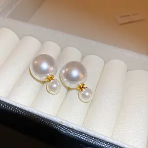Women's Elegant Double-Sided Pearl Earrings, White Vintage Faux Pearl Earrings Set, Fashion Jewelry for Women