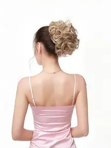 8 Inch Synthetic Curly Elastic Band Chignon Comb Clips, Messy Bun Hair Accessories for Women, Elegant Casual in Hair Extension Hair Bun Updo Cover Hairpieces