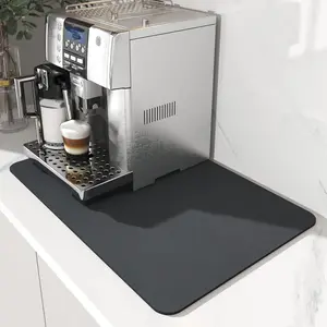 Dish Drying Mat for Kitchen Counter-Coffee Mat Bar Accessories, Hide Stain, Rubber Backed, Absorbent, Fit Under Coffee Maker, Espresso Machine, Pot, Dish Rack, 12"x19", Dark Grey