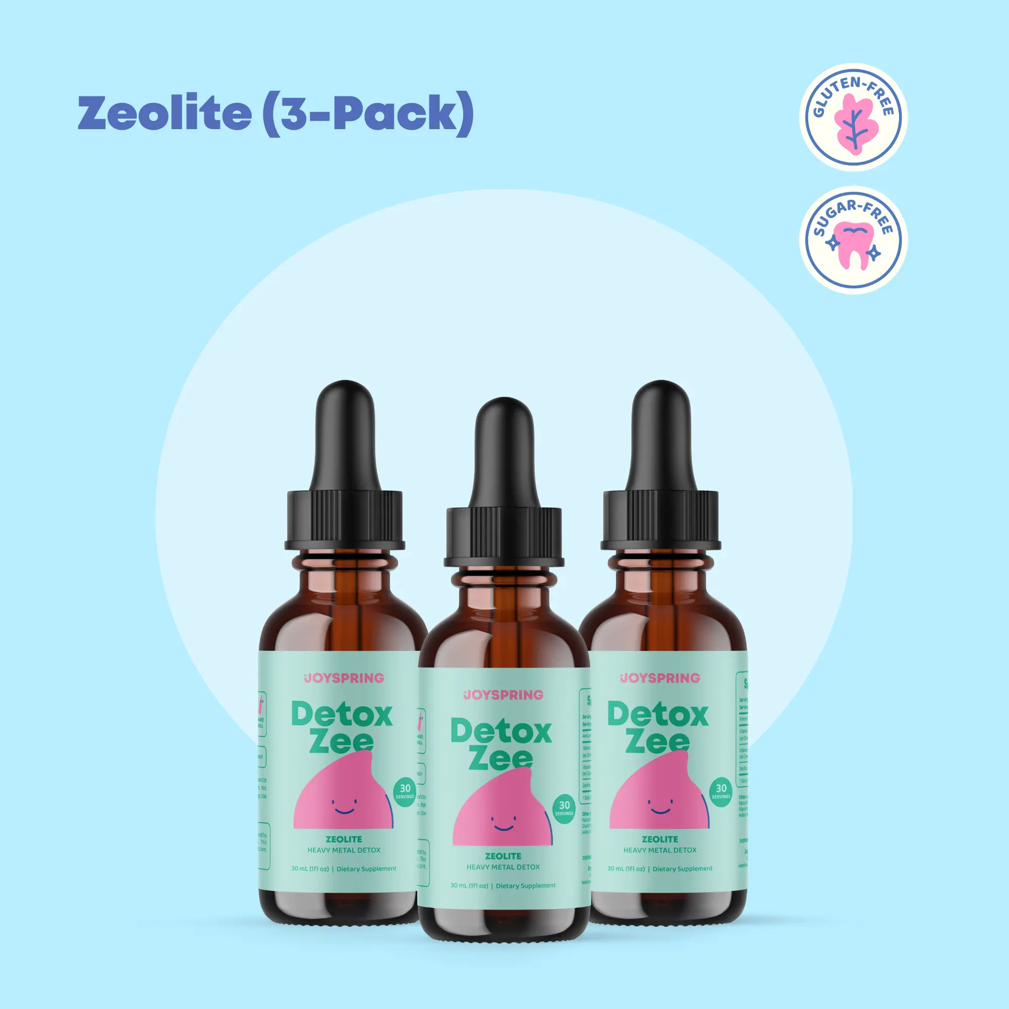 JoySpring DetoxZee Zeolite Drops – 3 Pack | Daily Gut Balance Support