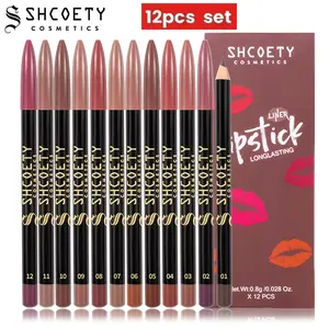 12-Piece Matte Lip Liner Set，Silky smooth, color-rich lipstick crayon with a creamy texture. Helps define sharp, sculpted lip contours. Easy to apply, blend, and layer. Perfect for everyday looks and party makeup.