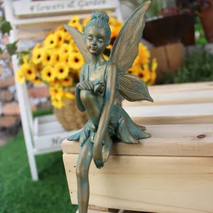 Resin Fairy Statue with Anti-Slip Pad, Garden Yard Lawn Decor, Garden Sculptures Statues, Outdoor Sculpture, Theme Party Decoration, Christmas Valentine's Day, Garden Accessories