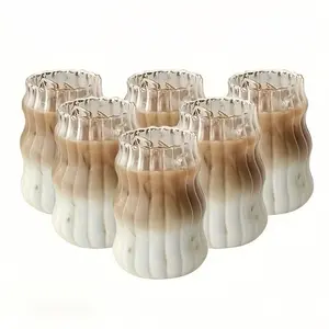 1/2/4/6 piece Food-Grade Glass Cloud Cup, Heat & Cold Resistant Explosion-Proof, Cute Fat Shape High-Value, Large Capacity Easy to Clean, Multi-Use for Fruit Tea Cold Drinks Coffee Juice Milk Tea, Home Office Party Versatile Practical