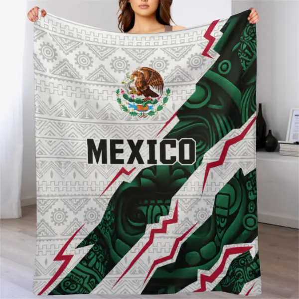 2026 Mexico Soccer Blanket, Mexican Aztec Calendar Fleece Throw Blanket, Mexico Fan Gift, Soft Lightweight Blanket for Couch Bed Sofa, Game Day Blanket for Soccer Lovers and Fans