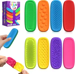 8 Pack Textured Sensory Strips for Kids and Adults, Silicone Tactile Fidget Set with Suction Design, Quiet Desk Accessories for Home, School and Office