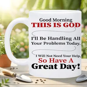 Funny Christian Gifts]1pcs Good Morning This Is God Coffee Mug 11oz Ceramic Cup - Funny God Quote Design| Dishwasher Safe|Perfect for Hot/Cold Drinks|Great Gift for Christians, Family, Friends, Coworkers for Birthday, Christmas, Easter