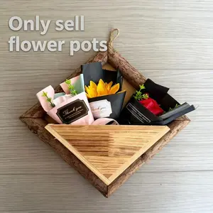 Rustic Hanging Wooden Wall Planter, Decorative Wall Mounted Flower Pot, Storage Basket for Kitchen Window, Modern Home Wall Art
