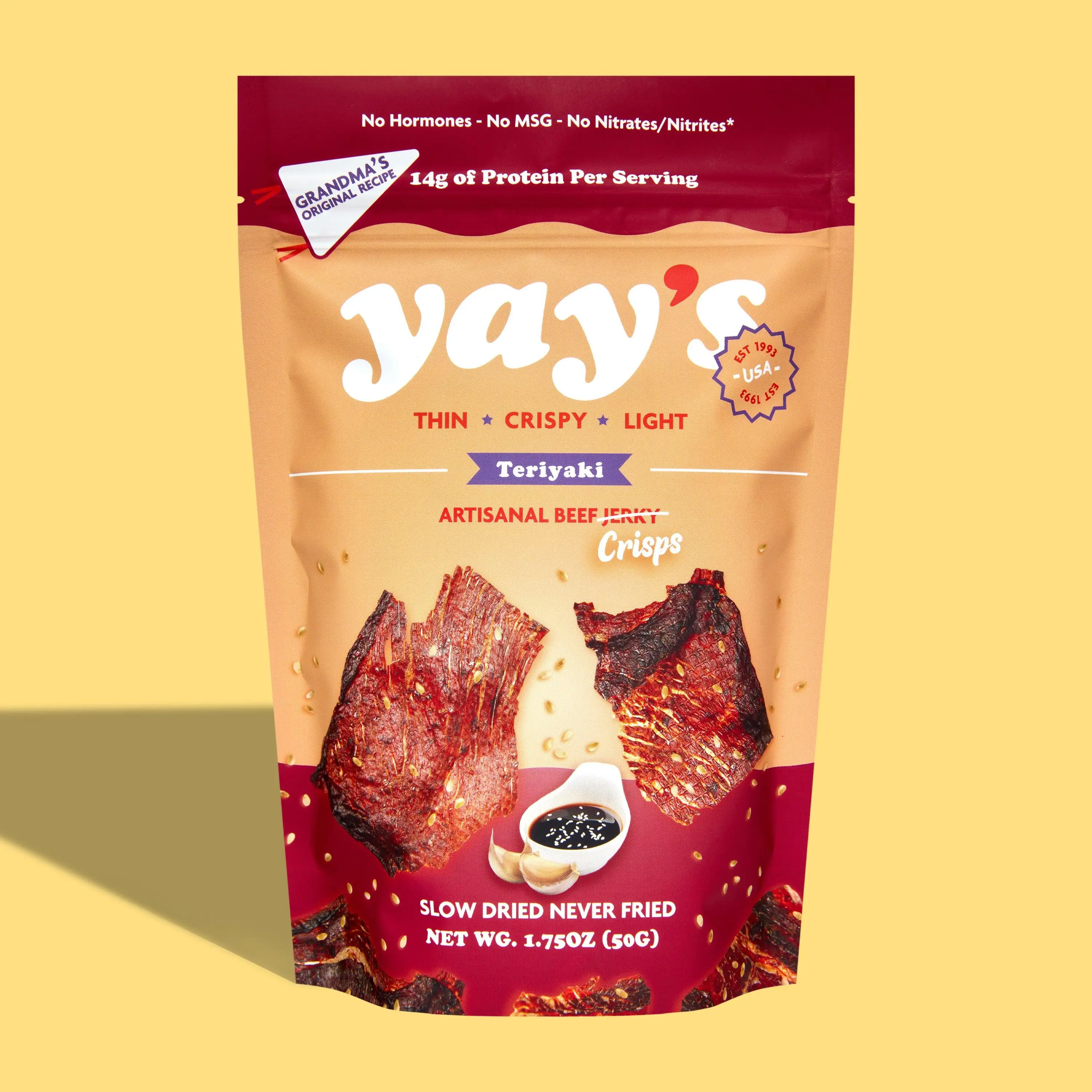 New Teriyaki Meat Snack Beef Crisps 3 Pack