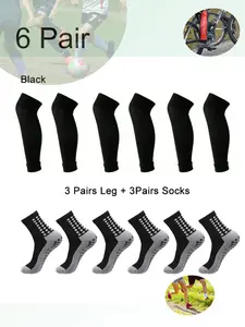 6 Pieces Men Women Football Equipment Outdoor Sports Soccer Socks Athletic Socks Anti Slip Basketball Socks Fitness Socks Sweat Absorbent Breathable Running Socks High Quality Elastic Socks Compression Socks