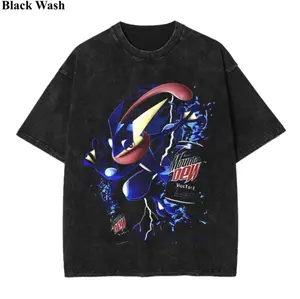 Vintage Greninja x Purple Soda Wash Tee, Pocket Monster x Energy Soda Graphic Tees, Pocket Monster T-Shirt, Unisex Anime Shirt, PKM Gift, Gym Workout Shirt, Menswear Womenswear Streetwear Top Fit Oversize