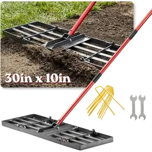 Lawn Leveling Rake - Lawn Leveler with 78" Adjustable Steel Handle, 30"x10" Ground Plate for Yard, Grass, Level Soil, Dirt Ground or Golf Field