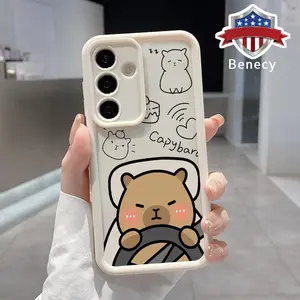 Case Compatible with Galaxy S23 Ultra S24 Plus S25 S22+ Driving Capybara Anti-Scratch Shockproof Soft Silicone Protective Cover