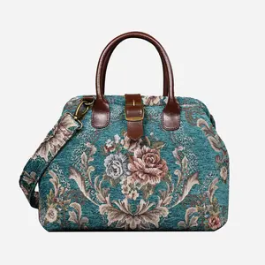 Floral Teal Carpet Handbag Purse