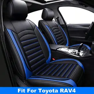 For Toyota RAV4 5 Seats Car Seat Cover Front Rear Full Set Premium Waterproof Breathable PU Leather Cushion Protector Pad Mat Airbag Compatible Easy to Install 4 Seasons Use