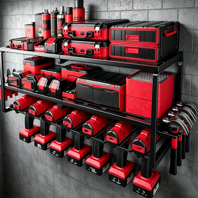 Heavy-duty metal garage tool storage rack, electric tool organizer - Heavy-duty electric drill tool rack, heavy-duty tool organizer, garage workshop storage rack, made of thickened metal material, a perfect gift for men, the top choice for Father's Day gi