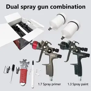 Hvlp Spray Gun Set 1.3mm + 1.7mm, 600ML Large Cup, Time-Saving Car Painting Kit, Paint Sprayer, Complete Solution for Efficient Auto Body Work