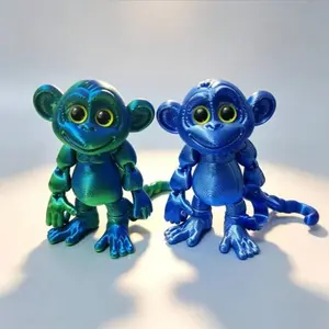 3D Printed Large Eye Monkey Statue, Statue Figurines, Desktop Decorative Ornament, Vibrant Colors, Party Gift, Animal Sculpture, Unique Home Decoration, Funny Home Decor, Animal Decorations