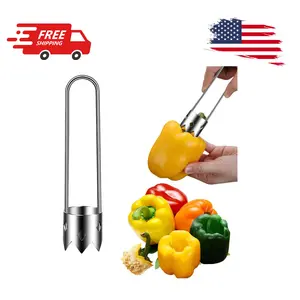 Red Bell Pepper Seed Corer Tool,Stainless Steel Fruit and Vegetable Corer Tool